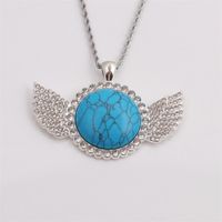 Wholesale New Angel Wing Pendant Turquoise Amethyst Diamond Necklace Nihaojewelry sku image 4