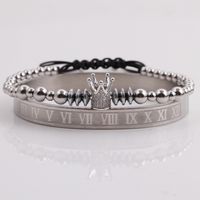 Stainless Steel Crown Roman Letter Braided Adjustable Bracelet Set Wholesale Jewelry Nihaojewelry sku image 5