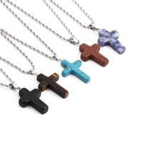 Wholesale New Semi-precious Stones Cross Pendants Stainless Steel Necklaces Nihaojewelry main image 1