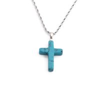Wholesale New Semi-precious Stones Cross Pendants Stainless Steel Necklaces Nihaojewelry main image 5