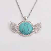 Wholesale New Angel Wing Pendant Turquoise Amethyst Diamond Necklace Nihaojewelry main image 6