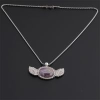Wholesale New Angel Wing Pendant Turquoise Amethyst Diamond Necklace Nihaojewelry main image 4