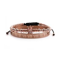 Stainless Steel Crown Roman Letter Braided Adjustable Bracelet Set Wholesale Jewelry Nihaojewelry main image 4