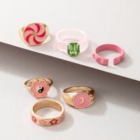 Wholesale Creative Fashion Pink Windmill Flower Open Metal Ring Set Nihaojewelry main image 1