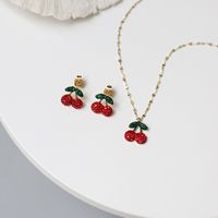 Fashion Cherry Titanium Steel 14k Gold Clavicle Chain Earring Wholesale Nihaojewelry main image 2