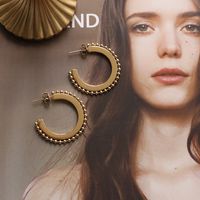 Simple Round Bead Edge Geometric Flat Titanium Steel Earrings Wholesale Nihaojewelry main image 3