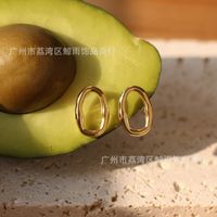 Korean Irregular Sonic Titanium Steel Plated 18k Gold Earrings Wholesale Nihaojewelry main image 5