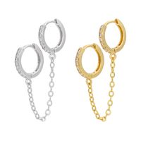 Fashion Micro-inlaid Zircon Double Pierced Hollow Chain Brass Earrings Wholesale Nihaojewelry main image 1