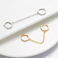Fashion Micro-inlaid Zircon Double Pierced Hollow Chain Brass Earrings Wholesale Nihaojewelry main image 3