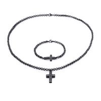 New Stainless Steel Cross Pendent Necklace Bracelet Set Wholesale Nihaojewelry main image 2