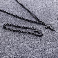 New Stainless Steel Cross Pendent Necklace Bracelet Set Wholesale Nihaojewelry main image 5