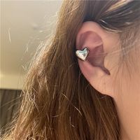 Retro Simple Metal Peach Heart Diamond Earrings sku image 2