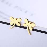 Fashion Simple Stainless Steel Dragonfly Shaped Earrings Wholesale Nihaojewelry main image 3