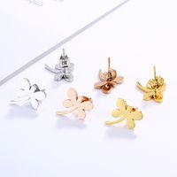 Fashion Simple Stainless Steel Dragonfly Shaped Earrings Wholesale Nihaojewelry main image 4