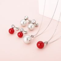 Fashion Shell Pearl Pendant Titanium Steel Necklace Earring Set Wholesale Nihaojewelry main image 4