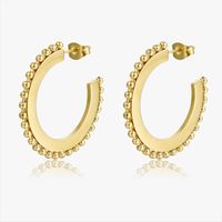 Simple Round Bead Edge Geometric Flat Titanium Steel Earrings Wholesale Nihaojewelry sku image 1