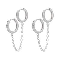 Fashion Micro-inlaid Zircon Double Pierced Hollow Chain Brass Earrings Wholesale Nihaojewelry sku image 2