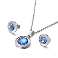 Fashion New Stainless Steel Crystal Necklace Earrings Suit Wholesale Nihaojewelry sku image 1