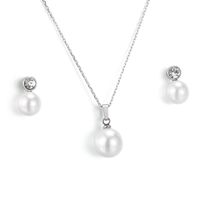 Fashion Shell Pearl Pendant Titanium Steel Necklace Earring Set Wholesale Nihaojewelry sku image 1