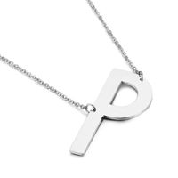 Titanium Steel 18K Gold Plated Fashion Inlaid Gold Letter Necklace sku image 16
