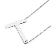 Titanium Steel 18K Gold Plated Fashion Inlaid Gold Letter Necklace sku image 20