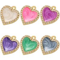 Micro-inlaid Zircon Heart-shaped Oil Drop Copper Pendant Wholesale Nihaojewelry main image 1