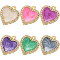 Micro-inlaid Zircon Heart-shaped Oil Drop Copper Pendant Wholesale Nihaojewelry main image 2