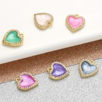 Micro-inlaid Zircon Heart-shaped Oil Drop Copper Pendant Wholesale Nihaojewelry main image 3