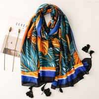 Ethnic Blue-yellow Contrast Color Big Leaves Shawl Wholesale Nihaojewelry main image 1