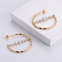 Aml Earrings White Pearl Electroplated Twist Round Glossy Ornament Polished Surface Square Line Jewelry In Stock Wholesale main image 2