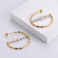 Aml Ohrringe Weiße Perle Galvanik Twist Runde Glattierte Oberfläche Schmuck Polierte Oberfläche Quadratische Linie Schmuck Spot Großhandel main image 1