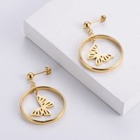 Aml Animaux Creux Papillon Boucles D'oreilles En Titane Acier Vide Placage  Nouveau Doux Simple Plate-forme En Gros main image 1