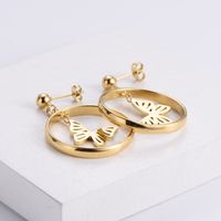 Aml Animal Hollow Butterfly Earrings Titanium Steel Vacuum Plating  New Sweet Simple Platform Wholesale main image 3