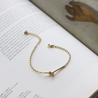 Retro Rope Knot Round Bead Splicing Titanium Steel Plated 14k Gold Bracelet Wholesale Nihaojewelry main image 3