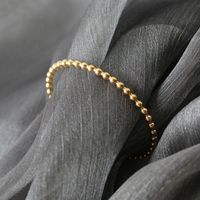 Simple Round Beads Small Golden Beads Open-end Bangle Bracelet Titanium Steel Plated 18k Gold Color-preserving Hand Washing Removal-free main image 3