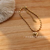 Korean Style Peach Heart Beads Titanium Steel Gold-plated Bracelet Wholesale Nihaojewelry main image 3