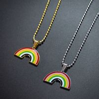 Ins Simple Japanese And Korean Harajuku Personality Net Red Earth Cool Rainbow Necklace Trendy Hip Hop Hiphop Pendant Titanium Steel Pendant main image 3