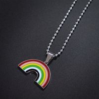 Ins Simple Japanese And Korean Harajuku Personality Net Red Earth Cool Rainbow Necklace Trendy Hip Hop Hiphop Pendant Titanium Steel Pendant main image 4