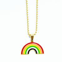 Ins Simple Japanese And Korean Harajuku Personality Net Red Earth Cool Rainbow Necklace Trendy Hip Hop Hiphop Pendant Titanium Steel Pendant main image 6