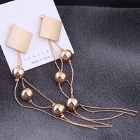 Fashion Metal Square Beads Tassel Long Earrings Wholesale Nihaojewelry main image 3