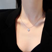 Dongda Fashion Love Titanium Steel Necklace Ins Style Simple Zircon Pendant Cold Style Temperament Trend Clavicle Chain main image 3
