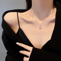 Dongda Fashion Love Titanium Steel Necklace Ins Style Simple Zircon Pendant Cold Style Temperament Trend Clavicle Chain main image 5
