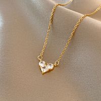 Simple Fashion In Europe And America Loving Heart Zircon Titanium Steel Necklace Niche Ins Style Temperament Clavicle Chain Internet Celebrity Light Luxury Pendant main image 1