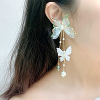 Fashion White Lace Yarn Butterfly Long Earrings Wholesale Nihaojewelry main image 3