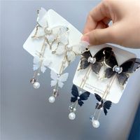 Fashion White Lace Yarn Butterfly Long Earrings Wholesale Nihaojewelry main image 5