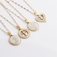 Wholesale Jewelry Heart-shaped Shell Cross Pendant Stainless Steel Necklace Nihaojewelry main image 1