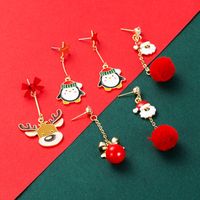 Christmas Series Santa Hair Ball Penguin Elk Pendant Earrings Wholesale Nihaojewelry main image 1
