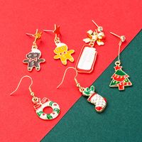 Christmas Christmas Series Alloy Christmas Tree Ice Man Christmas Stockings Earrings Eardrops Female Ins Style Earrings main image 2