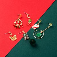 Anneau Cadeau Série De Noël Arbre Crochet D&#39;oreille Asymétrique En Gros Nihaojewelry main image 3