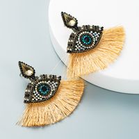 Retro Glass Diamonds Devil's Eyes Fan-shaped Tassel Earrings Wholesale Nihaojewelry main image 5